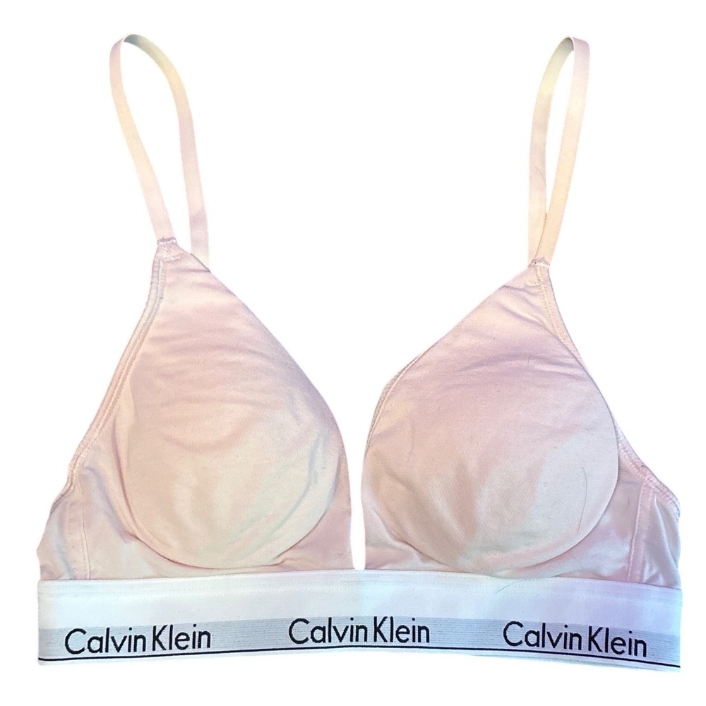 Calvin Klein Womens Pink Lightly‎ Lined Triangle Bralette Wireless Bra Small